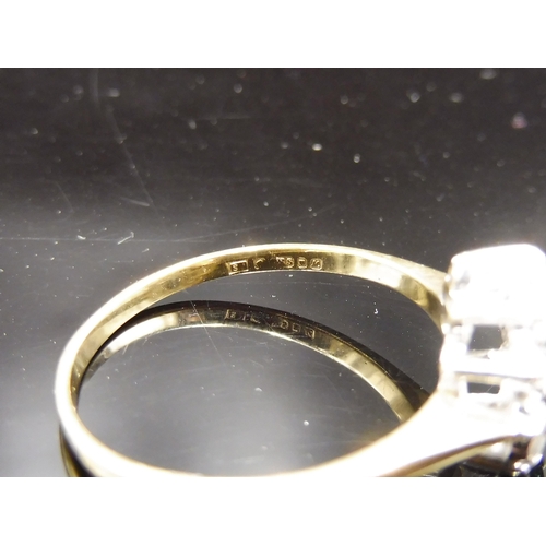 489 - Hallmarked London 375 Gold Diamond and Blue Stoned Ring (Size O) Complete with Presentation Box