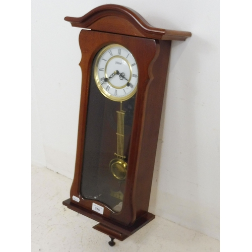 216 - Highlands Chiming Wall clock complete with Key and Pendulum