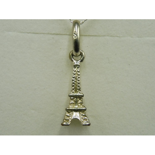 412 - Silver 925 Eiffel Tower Pendant and Chain Complete with Presentation Box