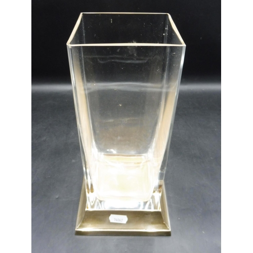 485 - Hallmarked Sheffield 925 Sliver Base (Weight 260grams) Supporting Large Crystal Vase