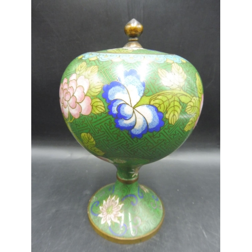 612 - A 20th Century Chinese Lidded Cloisonne Globular Vase with Floral Design (8