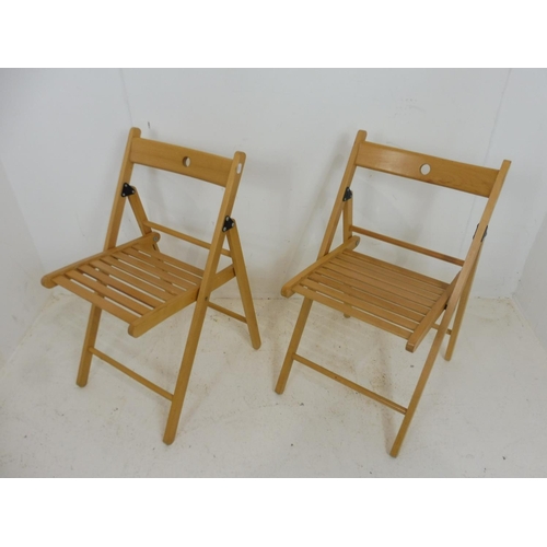 688 - Three Wooden Slatted Folding Garden Chairs