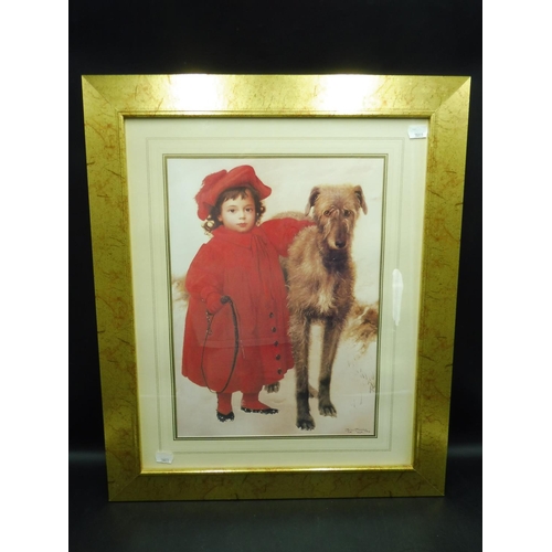 747 - Framed and Glazed Print Depicting Girl with Dog by Charles Spencelayh 1894 approx. 20