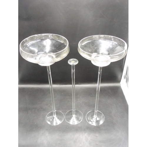 257 - Two Crystal Flower Bowl Displays mounted on Stems (20