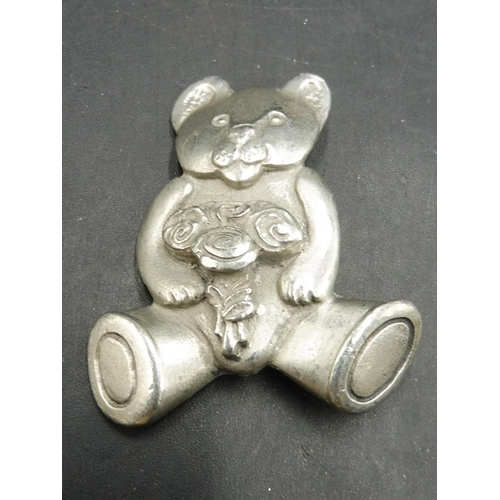 373 - Pewter Teddy Bear Brooch and Canadian Bank of Commerce Centennial 1967 Paperweight