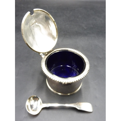 414 - Georgian Hallmarked London Silver Condiment Pot with Cobalt Blue Glass Liner includes Hallmarked Sil... 