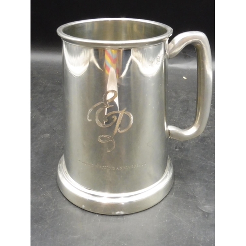 455 - Diamond Wedding Pewter Tankard with £5 in Glass Base and Certificate of Authenticity