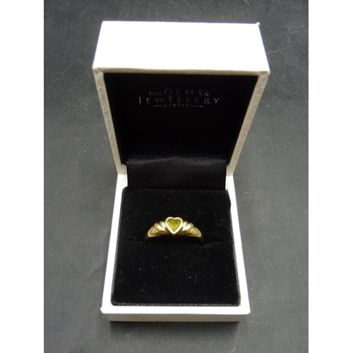 480 - Hallmarked Sheffield 375 Gold Ring with Heart Shaped Stone Complete with Presentation Box  (P)