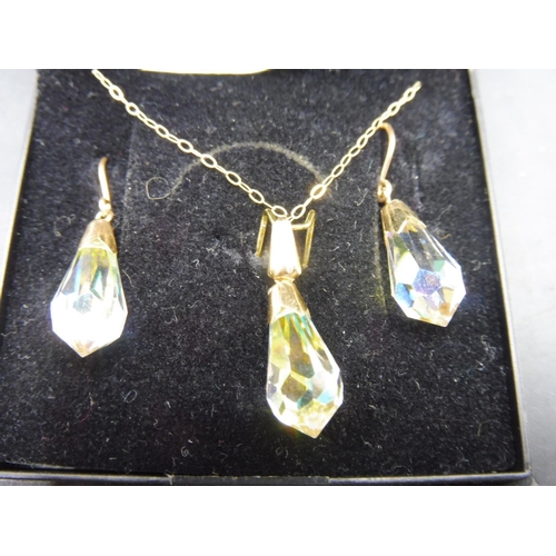 496 - Gold 9ct Earring and Necklace Set Complete with Presentation set