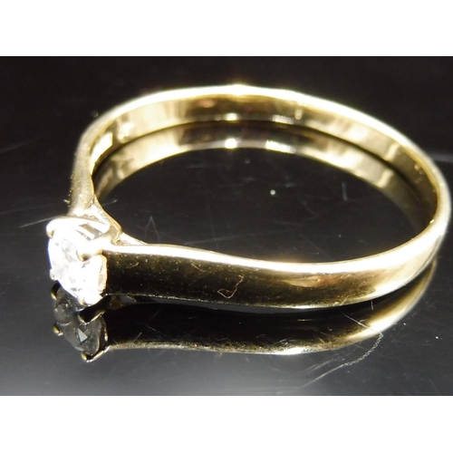 497 - Hallmarked Sheffield Gold 375 .20 Carat Diamond Ring (Size W) Complete with Presentation Box