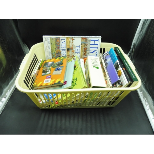 722 - Laundry basket with large selection of hardback books and other