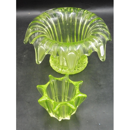 36 - Bagley Equinox Uranium Glass Vase and Frog (8