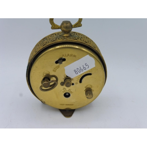 Koch Vintage Alarm Clock Winding Time Gold Filigree newest West Germany Marksman Style