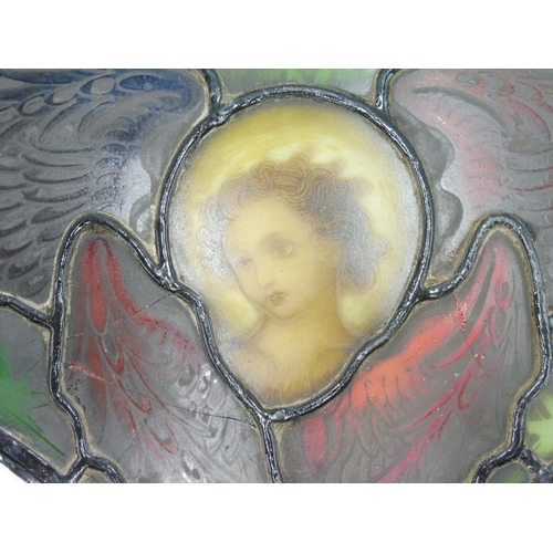 31 - 19th Century Stained Glass Panel with Winged Angel in the Centre (a/f)