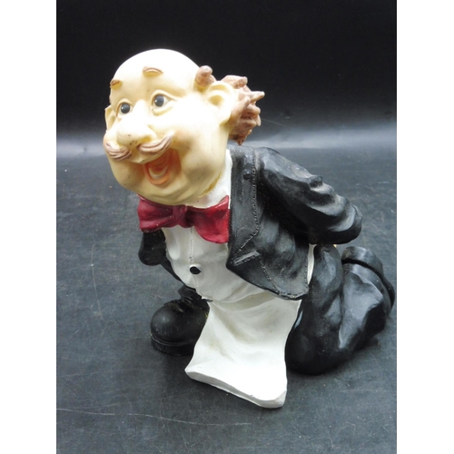 84 - Hand Painted Butler Novelty Wine Bottle Holder 6.5