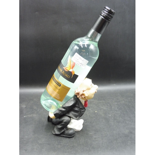 84 - Hand Painted Butler Novelty Wine Bottle Holder 6.5