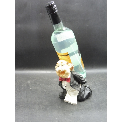 84 - Hand Painted Butler Novelty Wine Bottle Holder 6.5