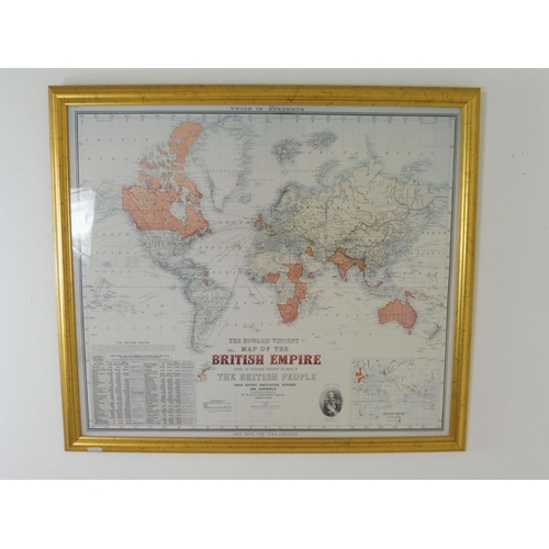 97 - Wall Hanging Framed and Glazed Print The Howard Vincent Map of the British Empire Showing the Posses... 