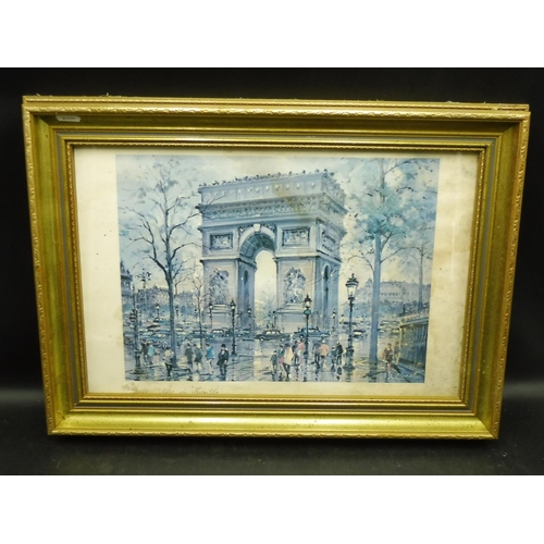 100 - Gilt framed and glazed Print of L'arc De Triompe in Paris