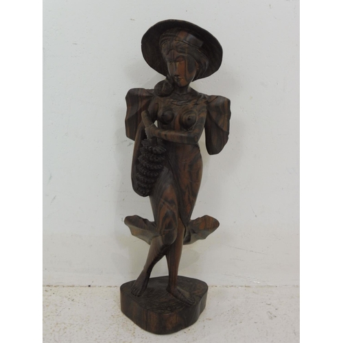 114 - Oriental Hand Carved Hard Wood Figurine (20