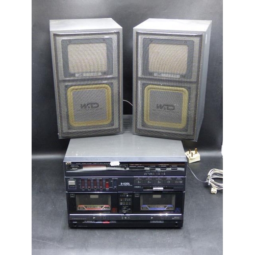 JVC DR-E11L Stereo Double Cassette Reciever With JVC SP-E11 speakers