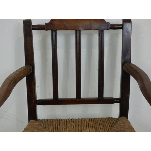 616 - Vintage Oak & Rush Seat Dining Chair