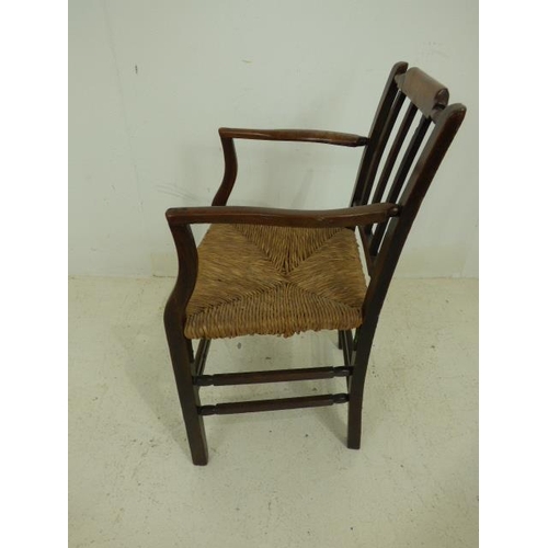 616 - Vintage Oak & Rush Seat Dining Chair