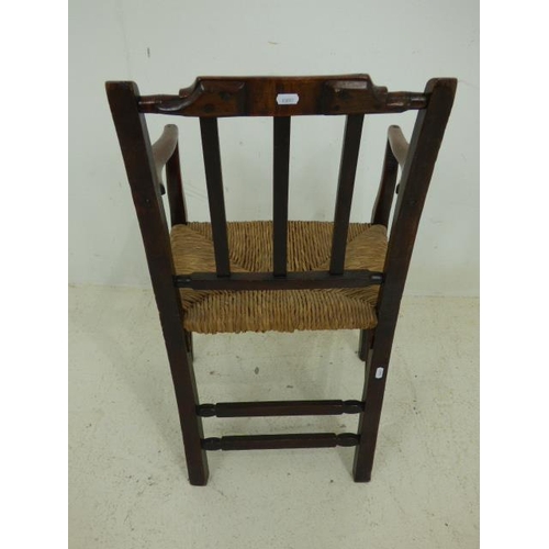 616 - Vintage Oak & Rush Seat Dining Chair