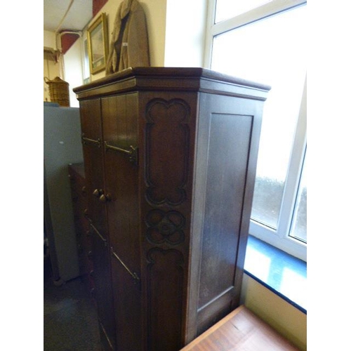 617 - Vintage  Jacobean/Tudor Oak Wardrobe 70