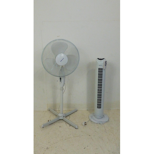 731 - 1 Tower Fan with Remote Controller and 1 Upright Fan