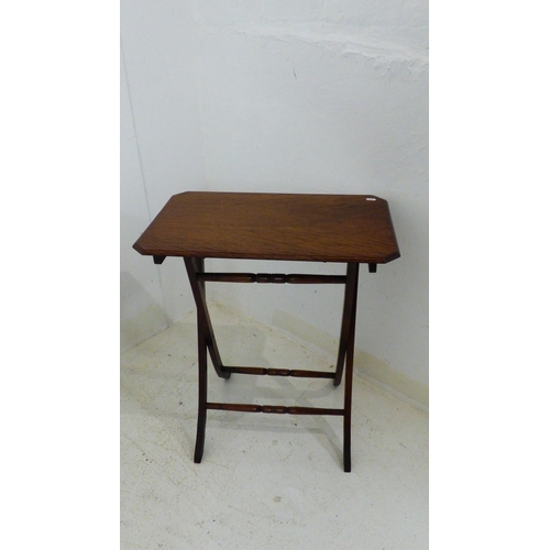 733 - Antique Folding Side Table with turned Stretchers