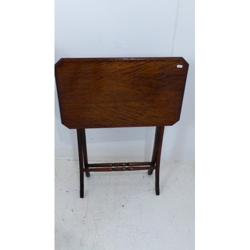 733 - Antique Folding Side Table with turned Stretchers