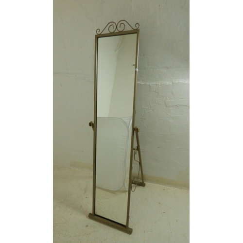 736 - Free Standing Tubular Metal Framed Mirror (145cm x 32cm)