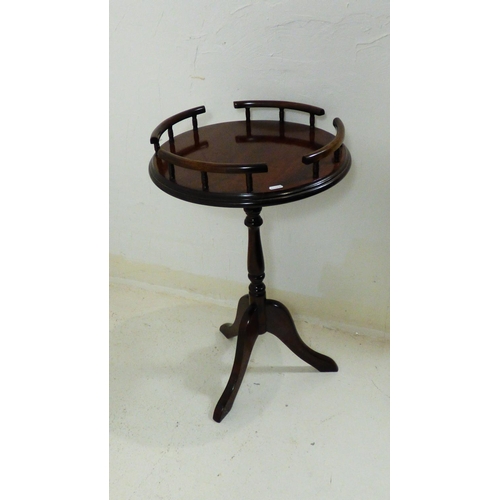 752 - Antique Circular Occasional / Drinks Table with Baluster Gallery and Supported on Tri-Pod Base