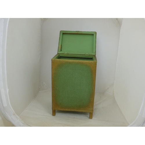 760 - Green Lloyd Loom Style Linen Basket