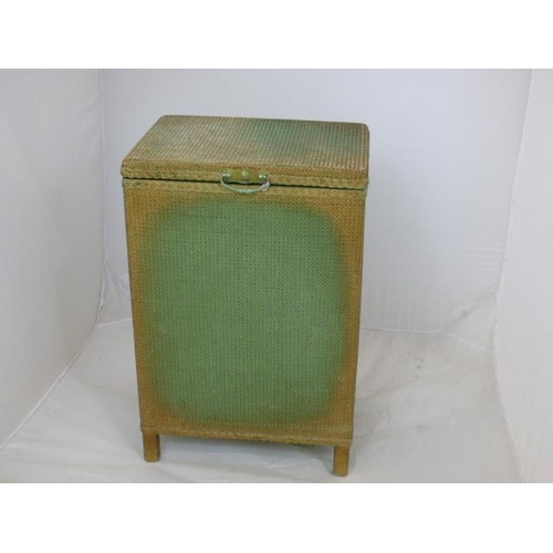 760 - Green Lloyd Loom Style Linen Basket