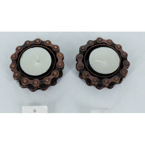 672 - Two New Fair Trade Bike Chain Candle Holders