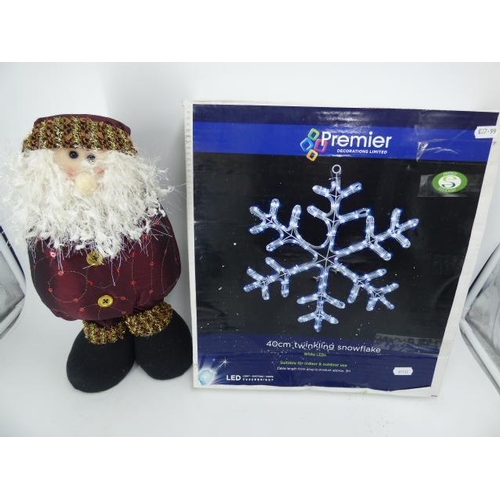 659 - Boxed LED Snowflake and a Santa Figure approx. 15