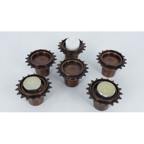 676 - Set of 6 New Fair Trade Bike themed Tea Light Holders