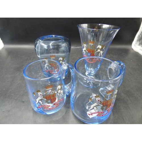 685 - Whitefriars Sapphire Blue Coronation Glass including Tankards and Vases