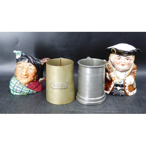 692 - Mixed Selection Including Victorian Half Pint Tankard, Pewter Tankard and Two Toby Jug's