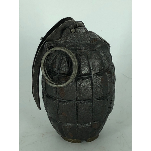 58 - Inert WWI British Mill Grenade with Brass Base marked 'No5 MK1 Mills Patent M.M.6 Birmingham, 10/16 ... 