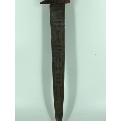 79 - Large African Dagger, Blade Engraved on Both sides. Overall Length 51cm  (approx 20