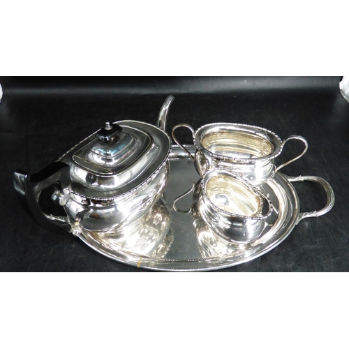 63 - Silver Plated Tea Set on tray