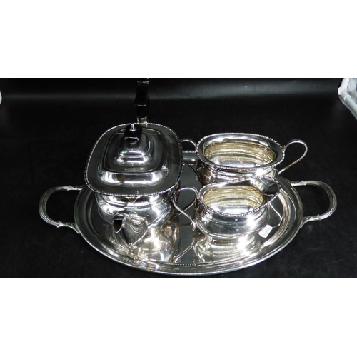 63 - Silver Plated Tea Set on tray