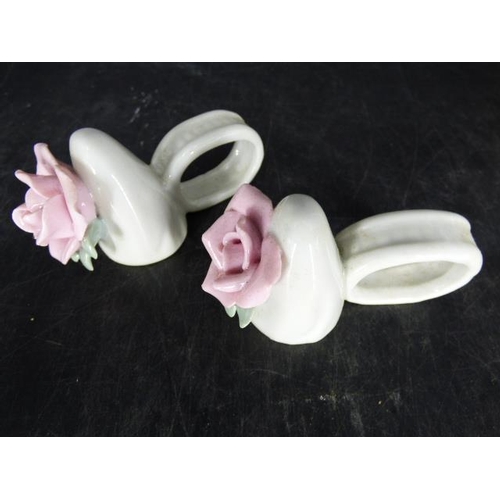 71 - Two sets of 4 Ceramic Floral Napkin Rings