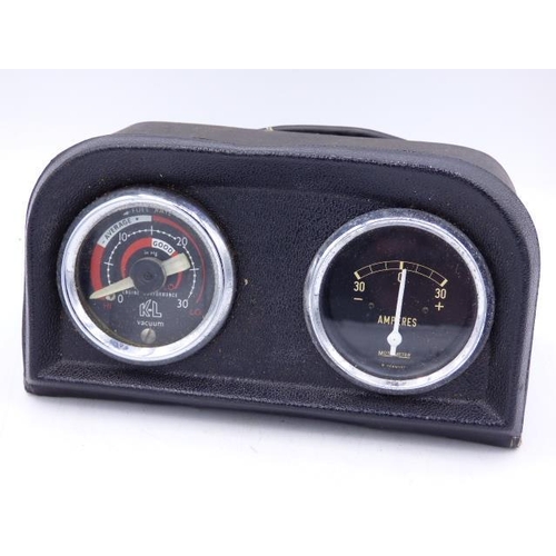 148 - KL Vacuum Engine Performance Guage and Motometer Amp Guage Mounted in Black Case used with 1960's Mo... 