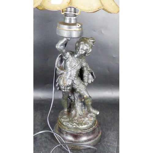 188 - A Cast Iron Figurine Lamp Approx 2ft Tall