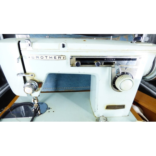 230 - Vintage Blue Powder Coated Brother Electric Sewing Machine