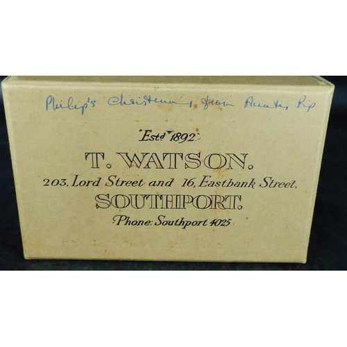 195 - Bone Handled Child's Hand Brush in Original T Watson of Southport Box Est 1892